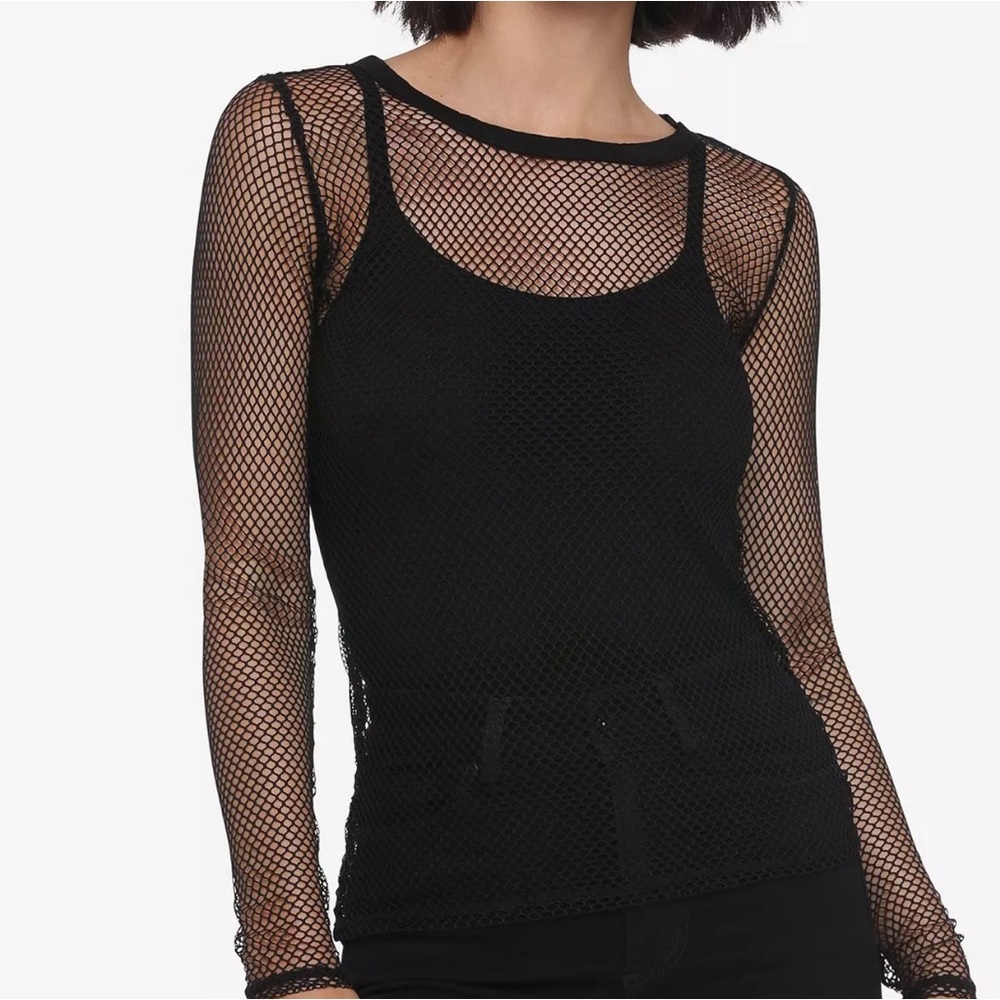 Brand new, never worn, black fishnet Hot Topic shirt.